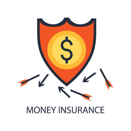 A shield that protects money,broken arrows.のイラスト素材