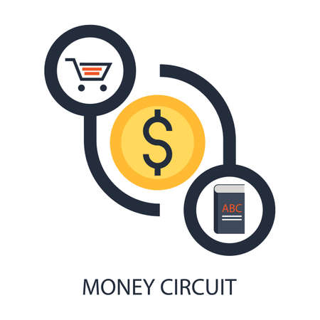 Money circuit,coin,book,market cart.のイラスト素材