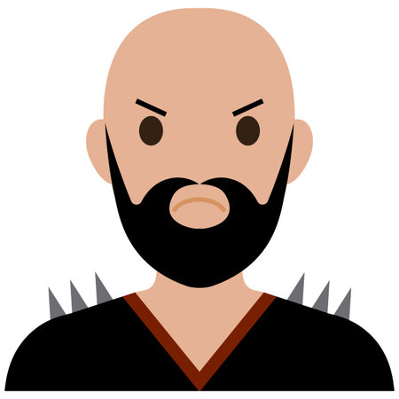 A bearded biker in a cool t-shirt.のイラスト素材