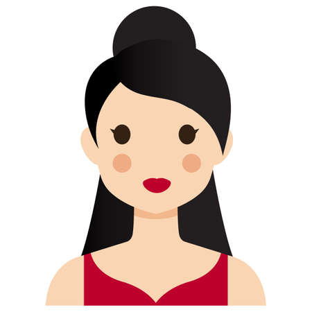 A nice woman with dark hair in a red dress.のイラスト素材