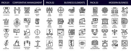 Lne web icon set - money, finance, payments,corporative management,modern business,business element.Line Icons.のイラスト素材