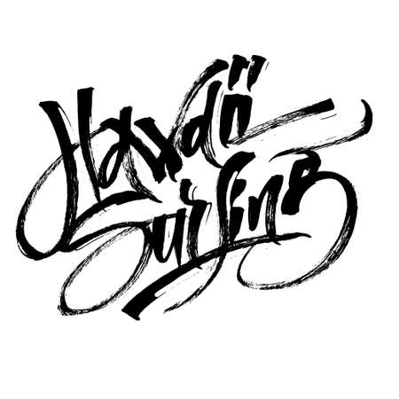 Hawaii Surfing. Modern Calligraphy Hand Lettering for Silk Screen Printのイラスト素材
