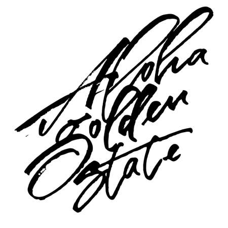Aloha Golden State. Modern Calligraphy Hand Lettering for Silk Screen Printのイラスト素材