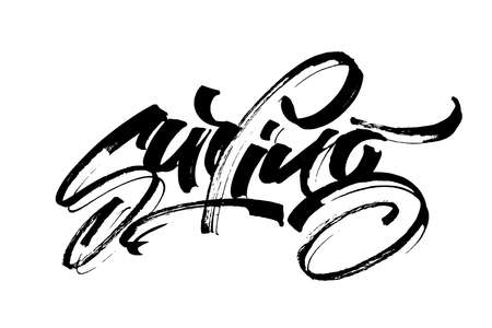 Surfing. Modern Calligraphy Hand Lettering for Serigraphy Printのイラスト素材