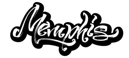 Memphis. Sticker. Modern Calligraphy Hand Lettering for Silk Screen Printingのイラスト素材