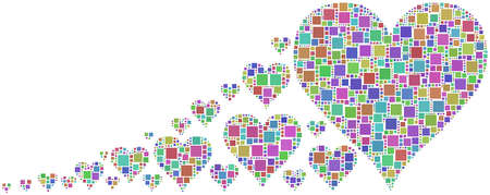 Coloured mosaic of heartsのイラスト素材