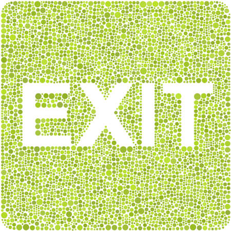 Exit! in a mosaic of green circlesのイラスト素材