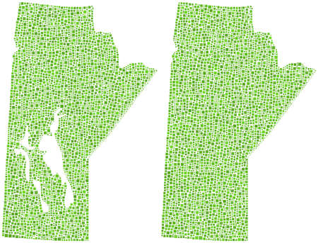 Map of Manitoba - Canada - in a mosaic of green squaresのイラスト素材