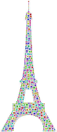 A harlequin mosaic of the Eiffel Tower in Paris のイラスト素材