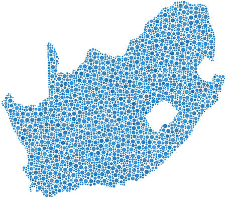 Map of South Africa in a mosaic of blue circlesのイラスト素材