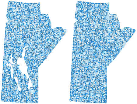 Map of Manitoba - Canada - in a mosaic of blue circlesのイラスト素材