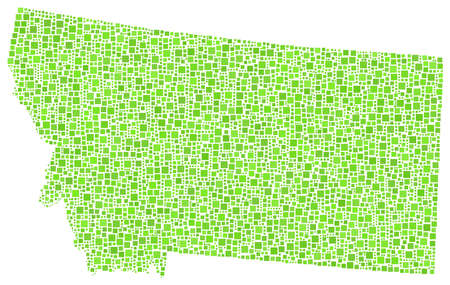 Map of Montana - USA - in a mosaic of green squaresのイラスト素材