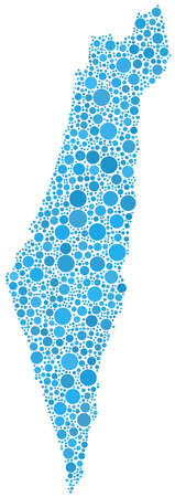 Map of Israel in a mosaic of blue circlesのイラスト素材