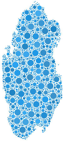 Map of Qatar in a mosaic of blue circlesのイラスト素材