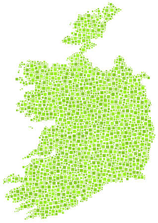 Map of Ireland - Europe - in a mosaic of green squaresのイラスト素材