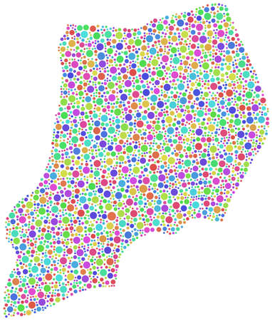 Map of Uganda - Africa - in a mosaic of harlequin circlesのイラスト素材