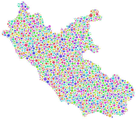 Map of Lazio - Italy - in a mosaic of harlequin bubblesのイラスト素材