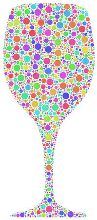 Decorative glass of wine in a mosaic of harlequin bubblesのイラスト素材