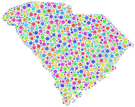 Map of South Carolina - USA - in a mosaic of harlequin bubblesのイラスト素材