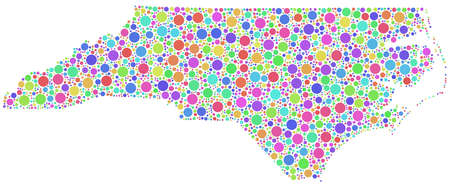 Map of North Carolina - Usa - in a mosaic of harlequin bubbles  White background のイラスト素材