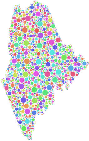 Decorative Map of Maine  USA  in a mosaic of harlequin bubblesのイラスト素材