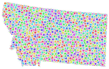 Map of Montana - USA - in a mosaic of harlequin bubblesのイラスト素材