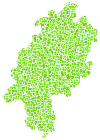 Map of Hesse - Germany - in a mosaic of green squaresのイラスト素材