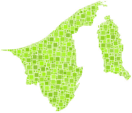 Map of Brunei - Asia - in a mosaic of green little squaresのイラスト素材