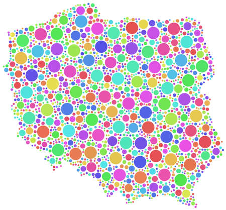 Map of Poland - Europe - in a mosaic of harlequin bubblesのイラスト素材