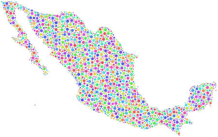 Decorative map of Mexico - Central America - in a mosaic of harlequin bubblesのイラスト素材