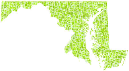 Decorative map of Maryland - USA - in a mosaic of green squaresのイラスト素材
