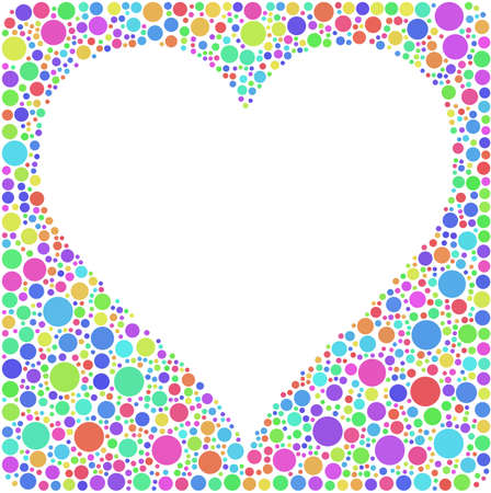 Harlequin hearth into a square sign - Mosaic of colored circlesのイラスト素材