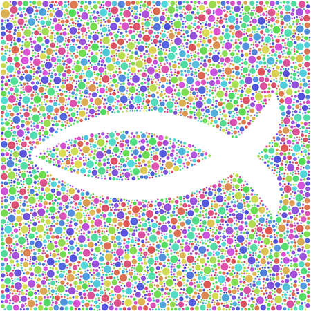 Christian Jesus fish in a mosaic of harlequin circlesのイラスト素材