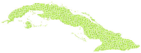 Decorative map of Cuba - America - in a mosaic of green squaresのイラスト素材