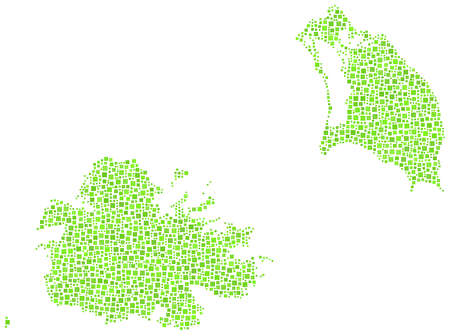 Decorative map of Antigua and Barbuda - America - in a mosaic of green squaresのイラスト素材