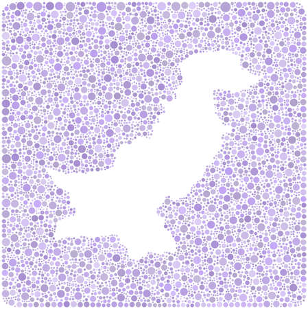 Map of Pakistan - Middle East - in a mosaic of colored squaresのイラスト素材