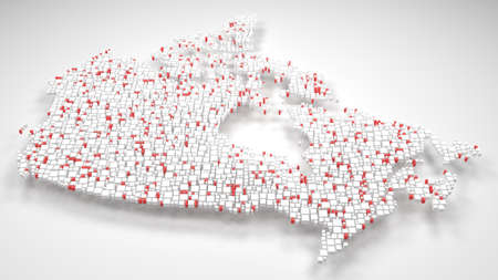 Decorative Map of Canada | 3d mosaic of little bricks - Flag colorsの写真素材