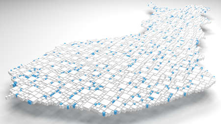 3D Map of Finland - Europe | 3d Rendering, mosaic of little bricks - White and flag colorsの写真素材