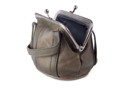 Brown purse with lock on a white background