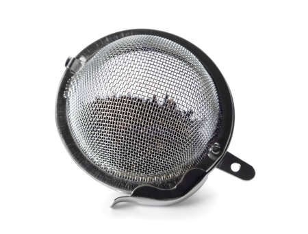 Tea strainer on a white backgroundの写真素材