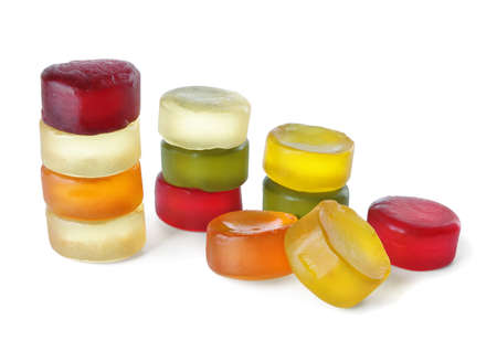 Group of colorful jelly candy on a white backgroundの写真素材