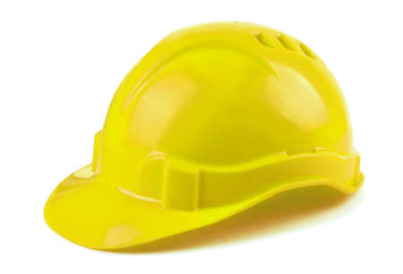 Yellow construction helmet on a white background