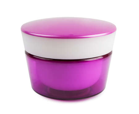 Pink cosmetics container on a white の写真素材