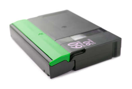 Mini DV video cassette on a white background