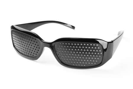 Pinhole glasses on a white backgroundの写真素材