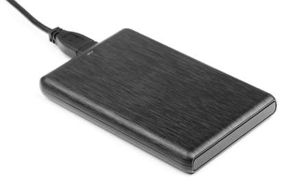 External hard disk on a white backgroundの写真素材