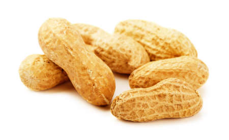 Dried peanuts isolated on a white background