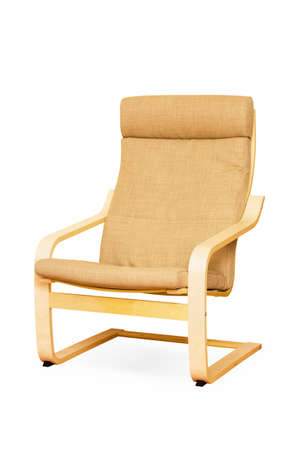 Textile armchair isolated on a white backgroundの写真素材