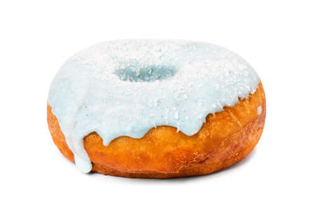 Blue donut isolated on a white backgroundの写真素材
