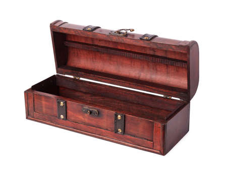 Old chest isolated on a white backgroundの写真素材